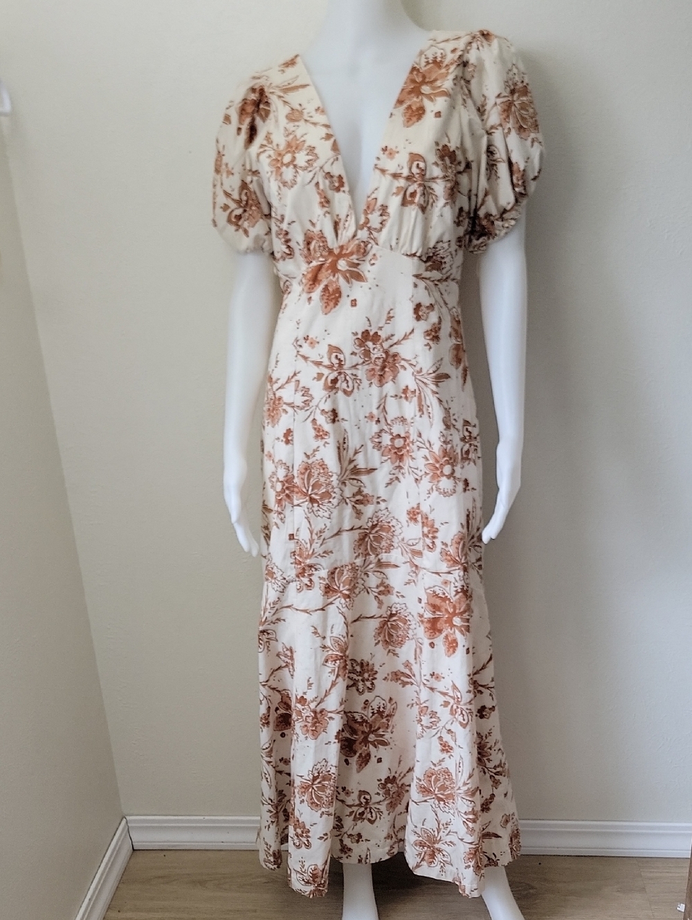 Abercrombie & Fitch Floral Maxi Dress Puff Sleeve Cottage Boho Hippie